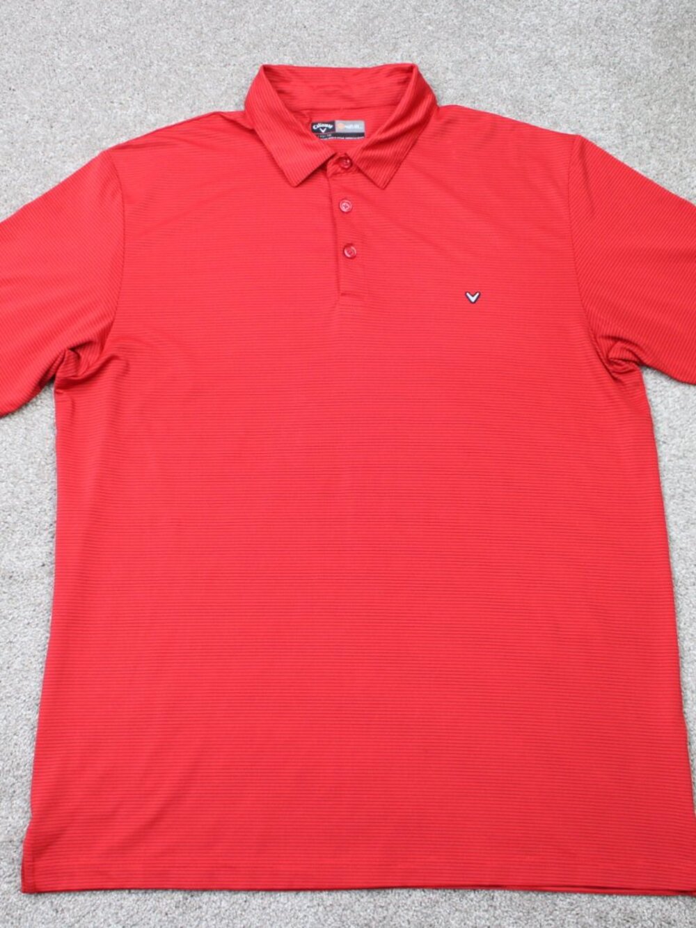 Callaway Polo Shirt Mens XL Red/Black Striped Opti-Dri Golf Stretch Short Sleeve